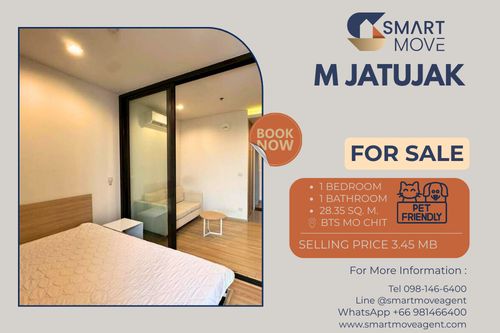 🔥 สำหรับขาย !! ชั้นสูง 31++, เลี้ยงสัตว์ได้!! 🔥 Code C20250900037..........M Jatujak, 1 ห้องนอน, 1 ห้องน้ำ, แต่งครบ, ราคาพิเศษ!!📣📣