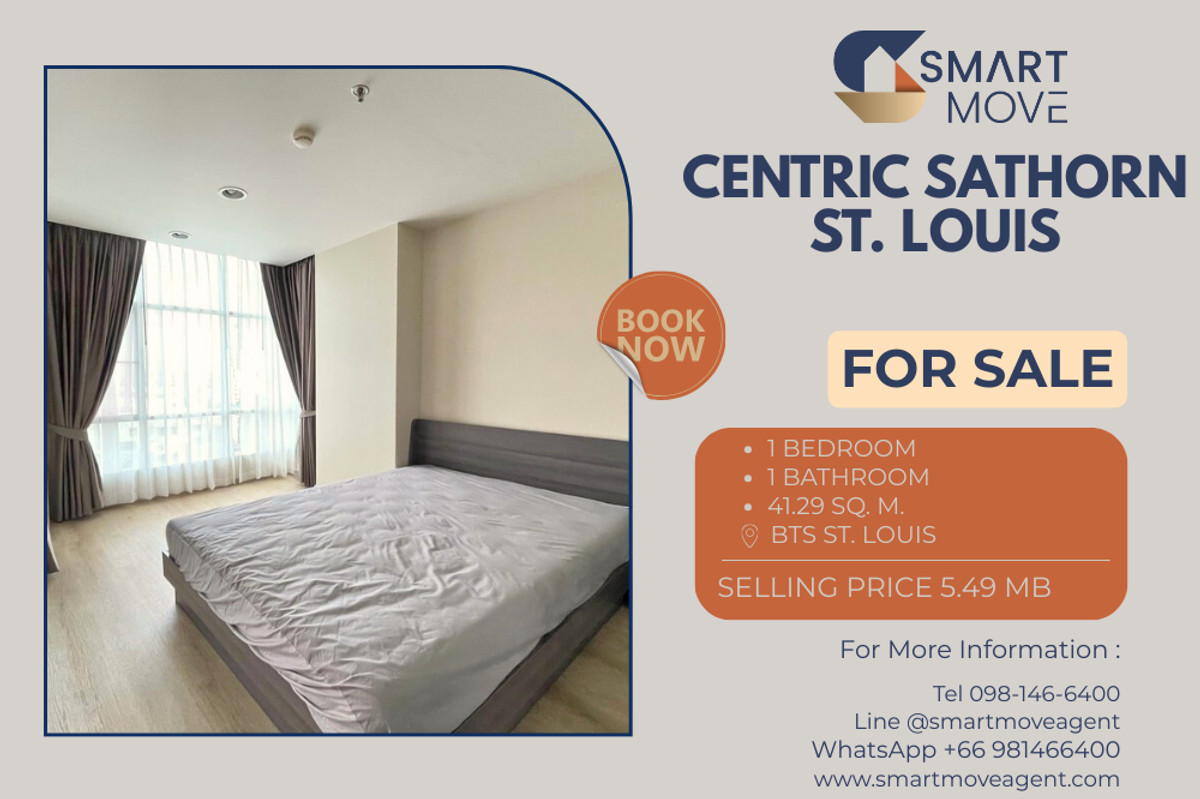 🔥 สำหรับขาย !! ห้องอยู่ทางทิศตะวันออก !!🔥 Code C20240600009..........Centric Sathorn St.Louis, 1 ห้องนอน, 1 ห้องน้ำ, แต่งครบ, ราคาพิเศษ!!📣📣