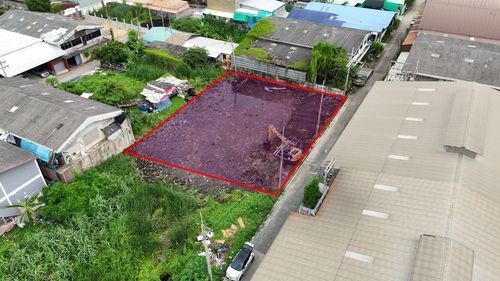 Cheap vacant land for sale, 188 sq m, purple house, Soi Nuan Thong 15, Setthakit Road 1, Om Noi, Krathum Baen, Samut Sakhon Province.