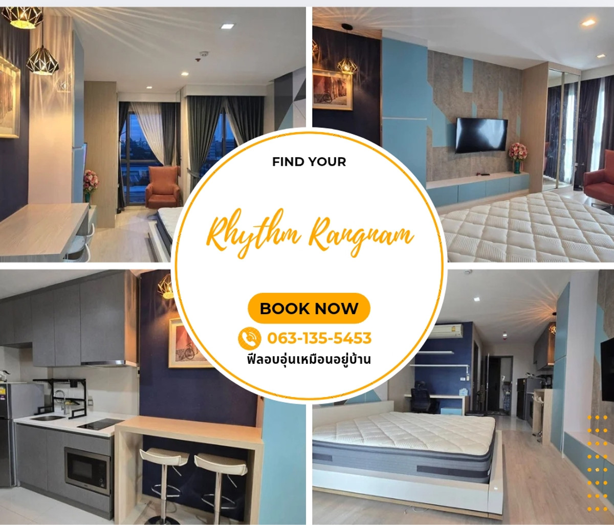 New Room Coming 🔥🔥🔥 Rhythm Rangnam Studio 28 Sqm Fullyfurnish , Welcome Foreign 20,000-