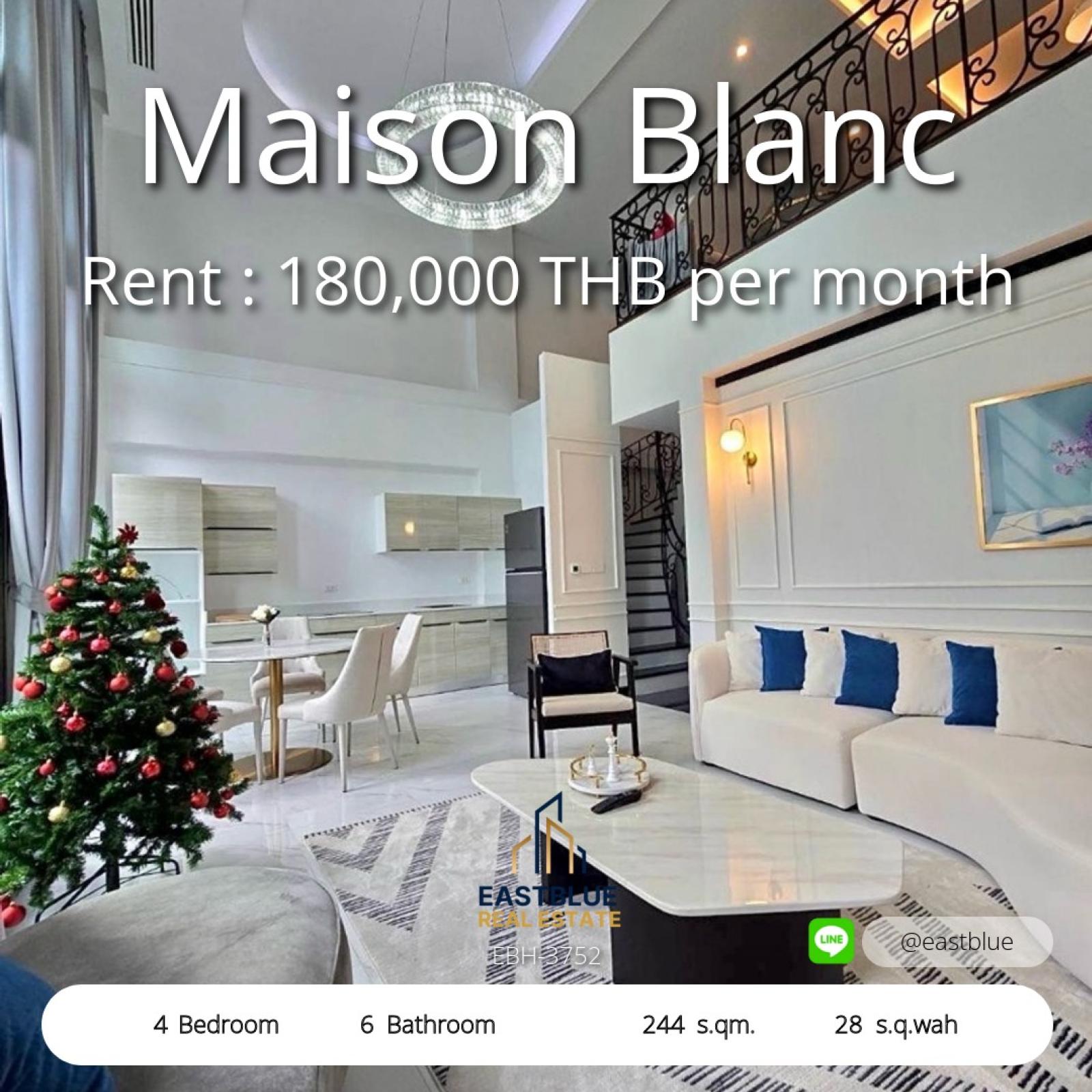 11/08/2026, 🏠 เช่า บ้าน 4 ห้องนอน เมซอง บลองช 67 ที่จอดรถ 2 คัน 180,000 บาท/เดือน 0642748883 11/08/2026, 🏠 เช่า บ้าน 4 ห้องนอน เมซอง บลองช 67 ที่จอดรถ 2 คัน 180,000 บาท/เดือน 0642748883