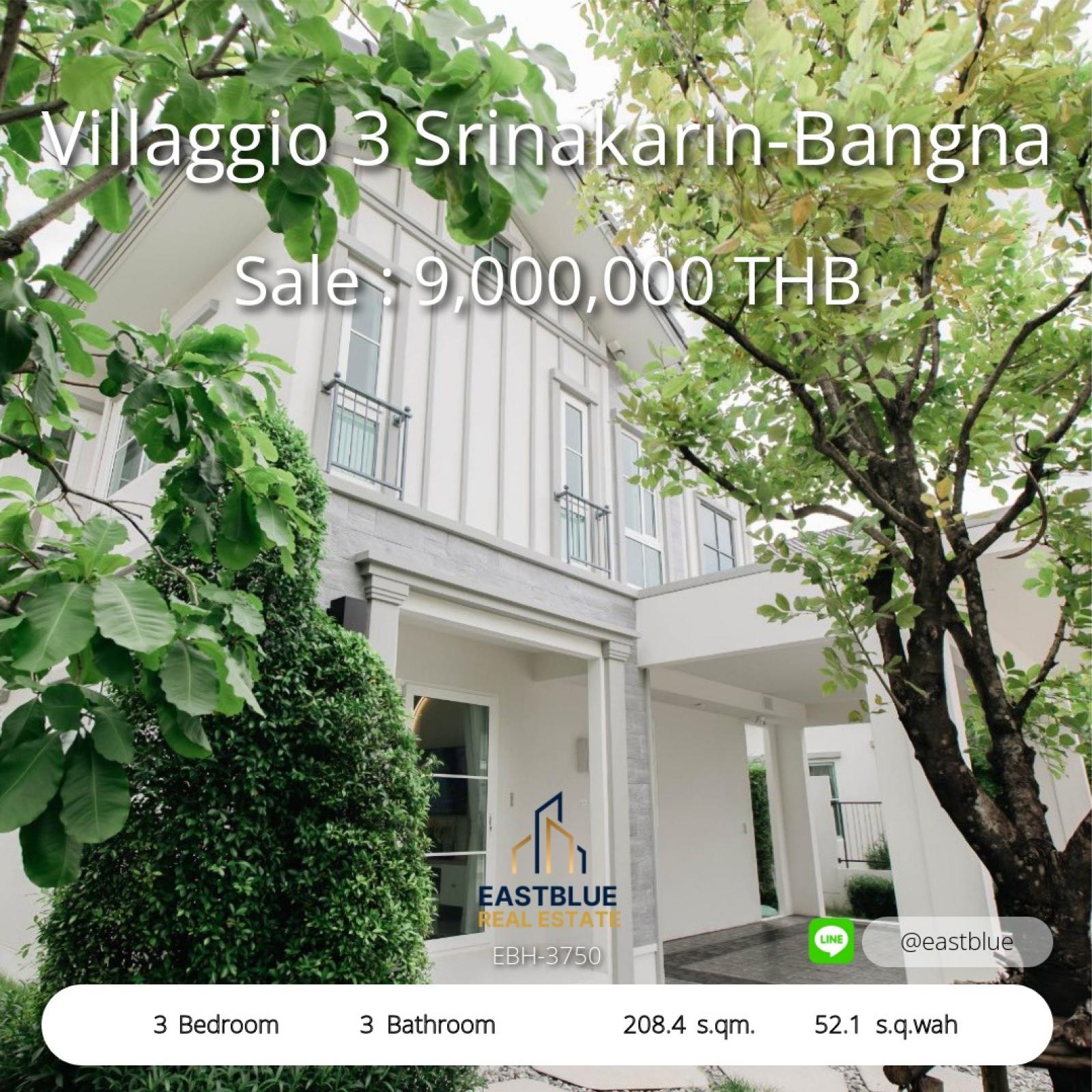 Modern 3-Bedroom Home in Villaggio 3 – Move-In Ready!  
Spacious Living Near Mega Bangna – Priced at 9M THB  

Luxury Single-Det House with Full Amenities – Rent 75,000 THB/month  
Stylish Cozy Interiors & Smart Security in Prime Bangna Location  

Rare F