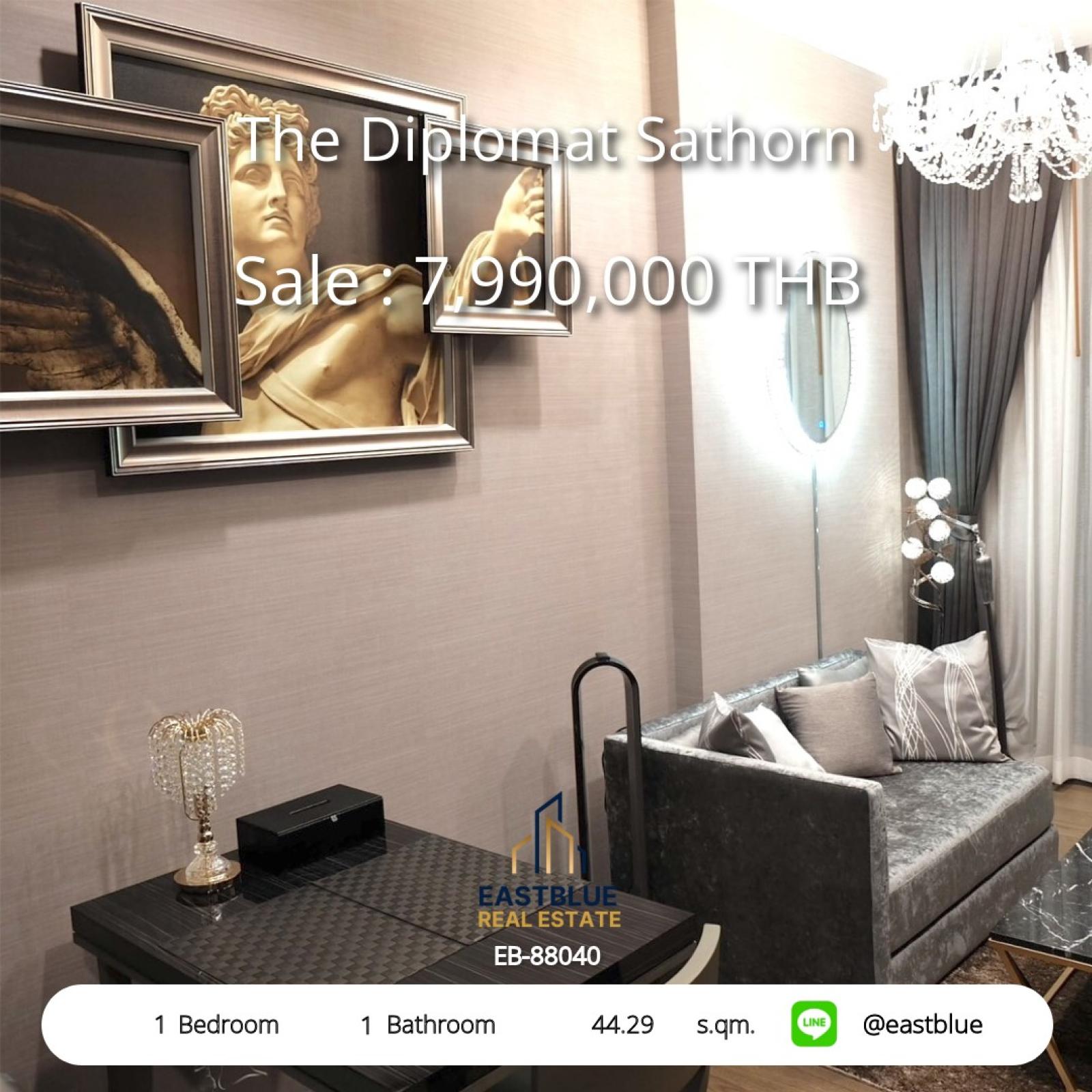 11/08/2026, รวมค่าโอน 🏡 ขาย คอนโด 1 ห้องนอน The Diplomat Sathorn 44.29 ตร.ม. 7.99 ลบ. 0642748883 11/08/2026, รวมค่าโอน 🏡 ขาย คอนโด 1 ห้องนอน The Diplomat Sathorn 44.29 ตร.ม. 7.99 ลบ. 0642748883