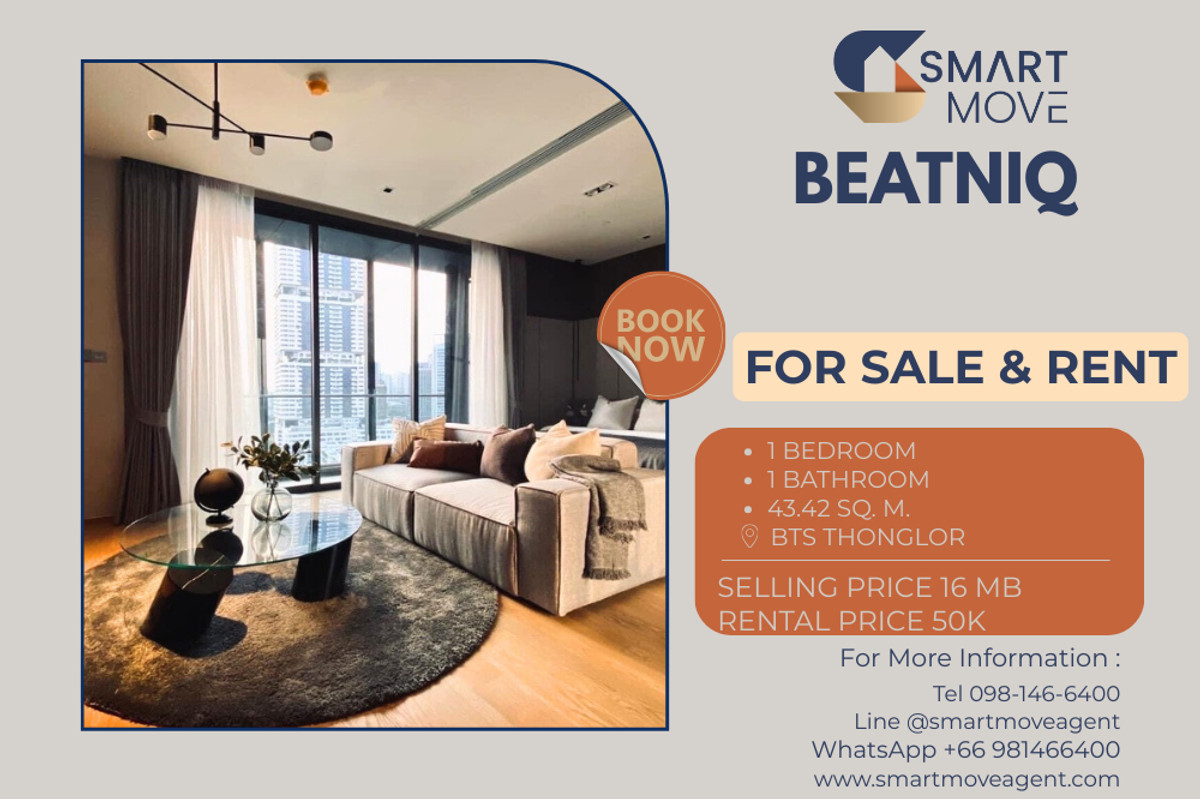 🔥 For Sale - Rent !! high floor 14++, rare item, Good location!! 🔥 Code C20230800454..........Beatniq, 1 bedroom, 1 bathroom, furnished, ready to move in, Special Deal!!📣📣 🔥 For Sale - Rent !! high floor 14++, rare item, Good location!! 🔥 Code C20230800454..........Beatniq, 1 bedroom, 1 bathroom, furnished, ready to move in, Special Deal!!📣📣
