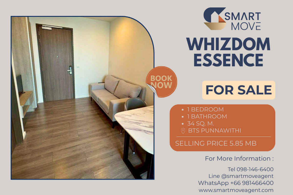 🔥 For Sale !!  high floor 39++, North Facing, Good location, Closed kitchen, great facility!! 🔥 Code C20251200033..........Whizdom Essence, 1 bedroom, 1 bathroom, furnished, Special Deal!!📣📣