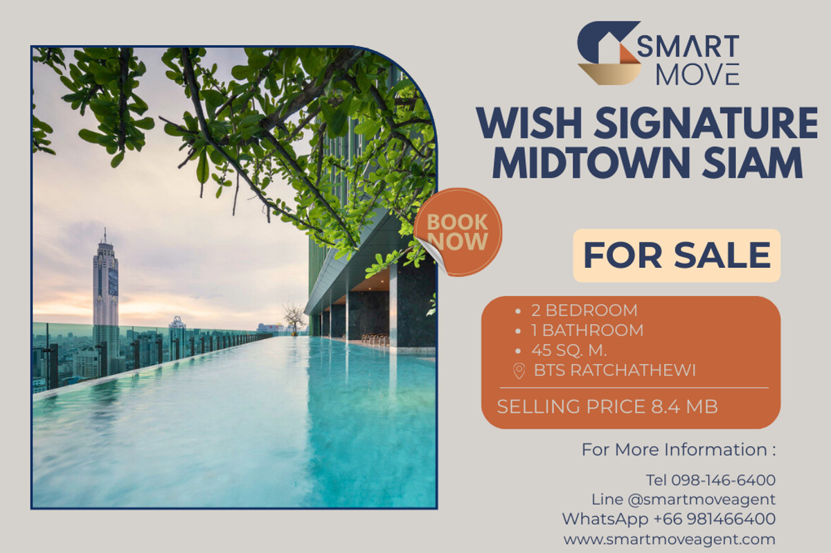 🔥 For Sale !! high floor 21++!!🔥 Code C20230106628..........Wish Signature Midtown Siam, 2 bedroom, 1 bathroom, Partly Furnished, Special Deal!!📣📣 🔥 For Sale !! high floor 21++!!🔥 Code C20230106628..........Wish Signature Midtown Siam, 2 bedroom, 1 bathroom, Partly Furnished, Special Deal!!📣📣