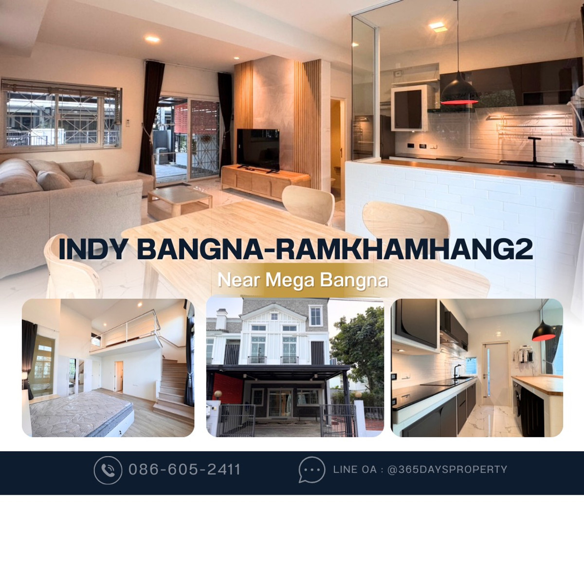 💥ForRent💥3Bed • Indy Bangna-Ramkhamhang 2 🏡 Near Mega Bangna ✨ Duplex ‼️Corner House 🌟 Pet Friendly 🐶 Ready to move in ‼️