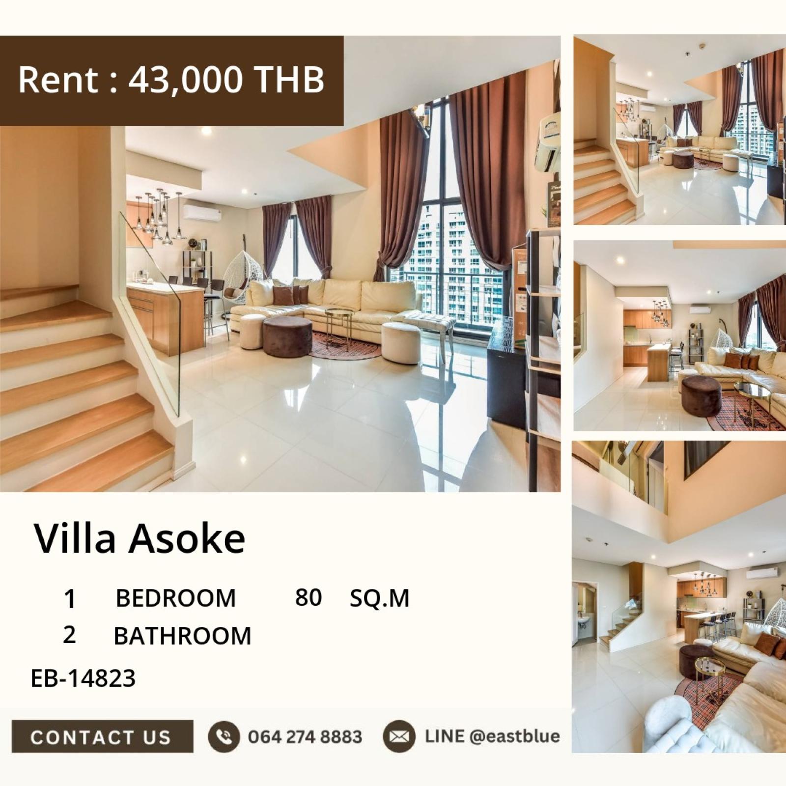 05/10/2026, เช่าคอนโดหรู Villa Asoke 80 ตร.ม. ใกล้ BTS/MRT เพชรบุรี 
ชีวิตสะดวกครบ ใกล้ชิดเมือง เพียง 43,000 บาท/เดือน! 0642748883