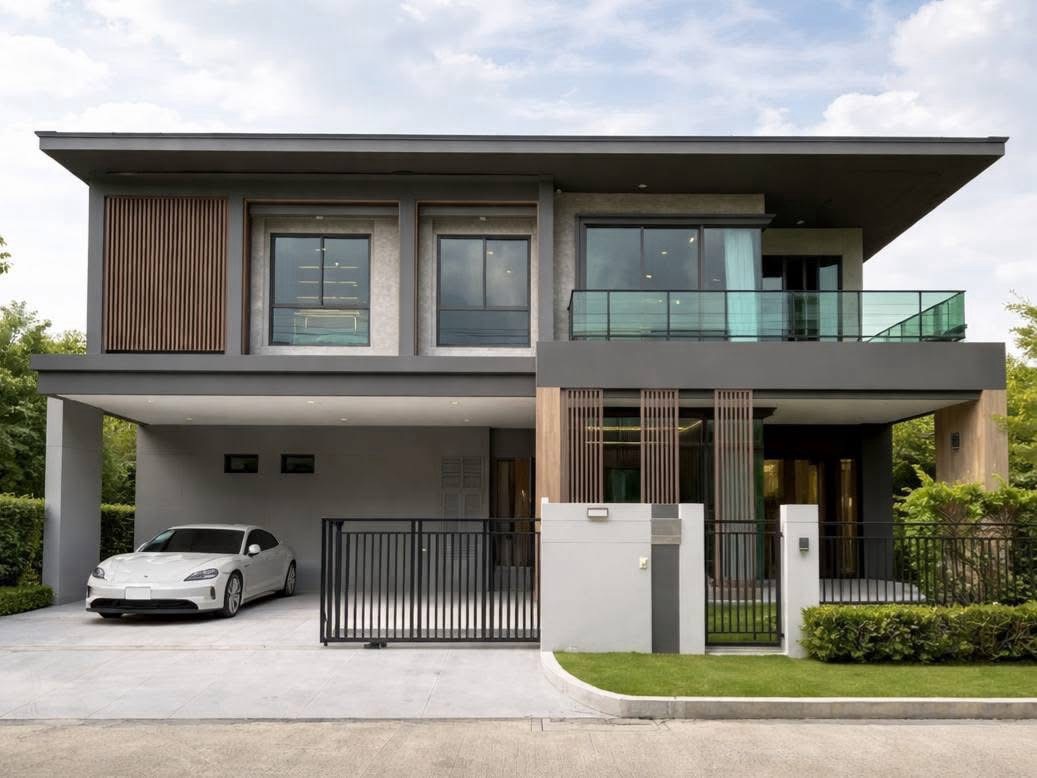 For sale/rent single house in village Bangkok Boulevard Bangna-Srinakarin, near Mega Bangna, only 10 minutes, new house, never rented out. Accepting foreigners and pets ❤️