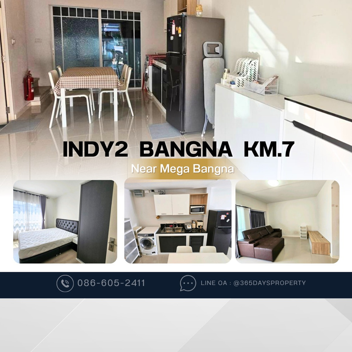 💥ForRent💥Indy2 Bangna KM.7 🏡 Near Mega Bangna 🐶 Pet Friendly* Ready to move in ‼️ Fully Furnished ✨