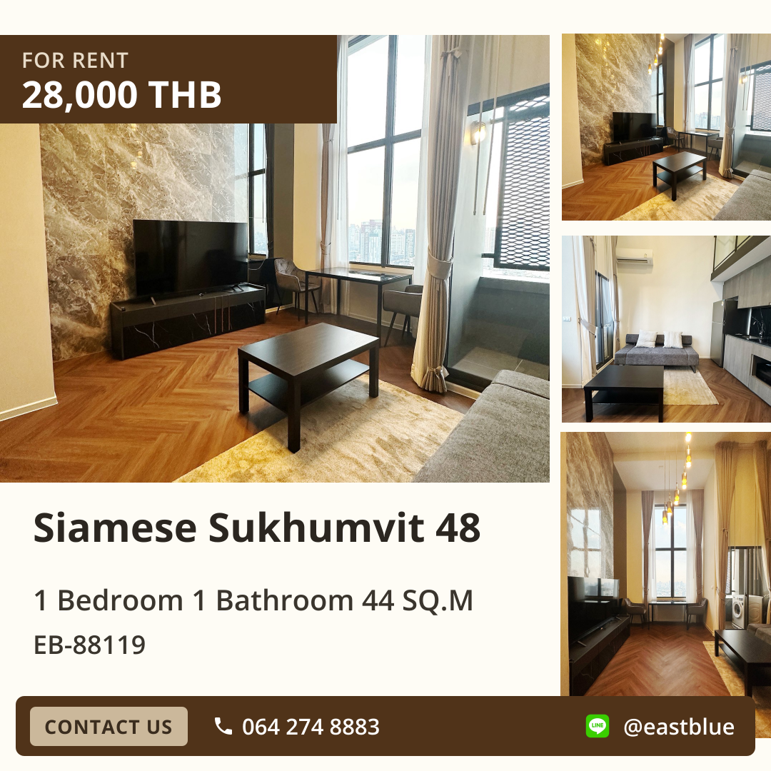 For Rent: Siamese Sukhumvit 48 1 Bed 44 sqm near BTS On Nut 28,000 THB/month For Rent: Siamese Sukhumvit 48 1 Bed 44 sqm near BTS On Nut 28,000 THB/month