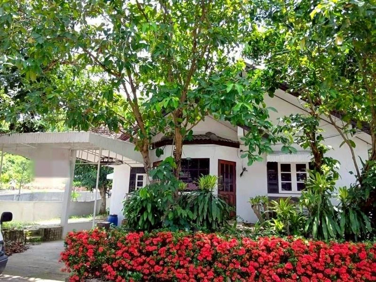 For rent, one-story house in Nakhon Nayok, near Chulachomklao Royal Military Academy (C.P.R.), vacation home style, 74 sq m., located before the waterfall, Phrommani Subdistrict, Mueang District, size 3 bedrooms, 2 bathrooms.