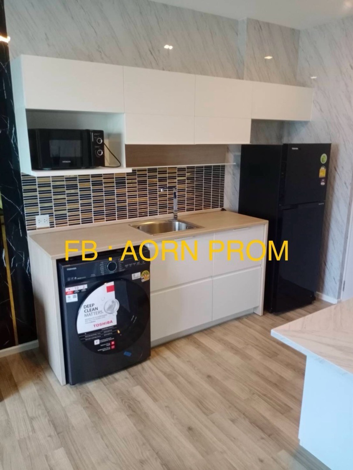 ❤️ Very beautiful room, Ease 2 Rama 2 Phase 2 (Ease 2 Rama 2 Phase 2), Building B, south balcony, not hot. See the outside view and the swimming pool view. Luxurious built-in furniture throughout the entire room, washing machine, 55-inch Smart TV, – รูปที่ 3