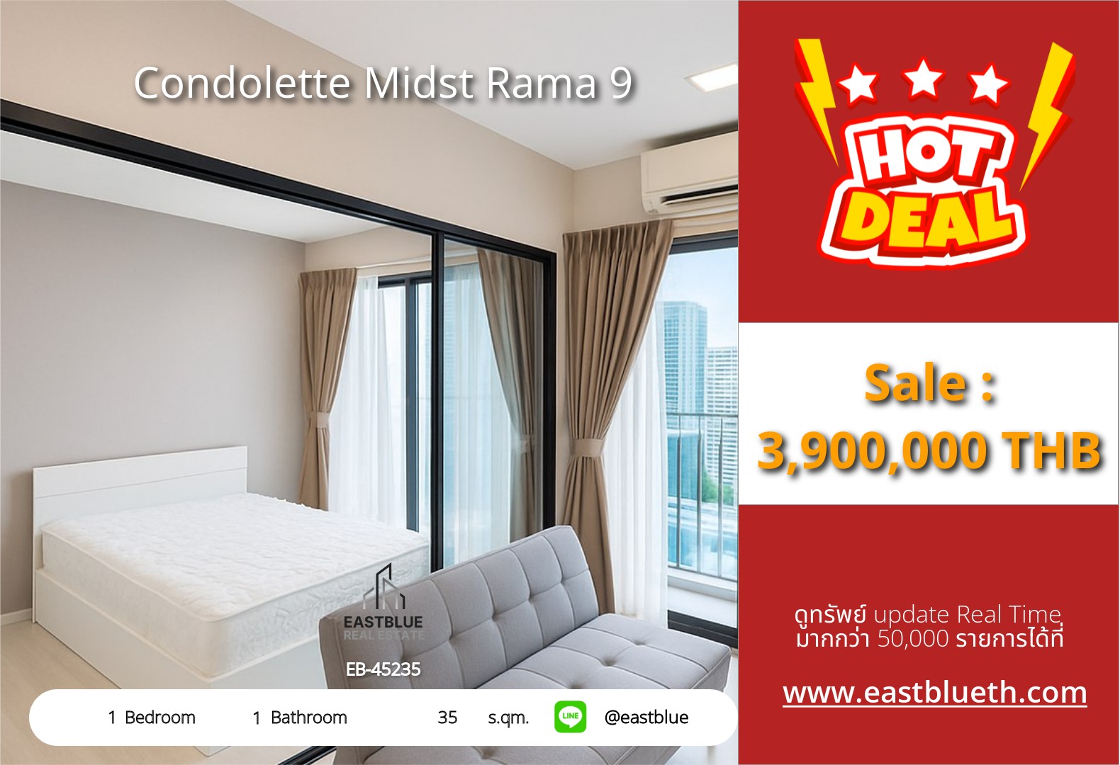 For Sale: Condolette Midst Rama 9 1 Bed 35 sqm near MRT Rama 9 3.9M THB