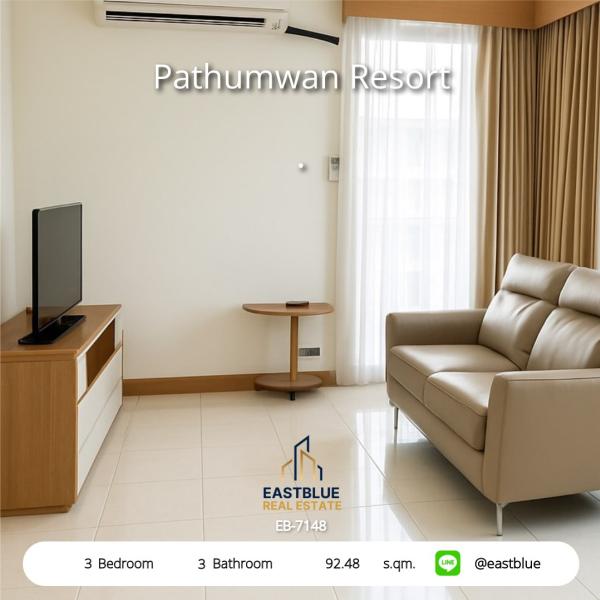 For rent: 3-bedroom condo in the heart of Phaya Thai, close to BTS/MRT
Pathumwan Resort, beautiful and fully furnished, ready to move in for 30,000 baht/month! 0642748883