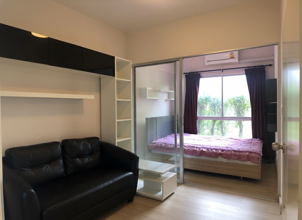 Sale with a tenant Condo for SALE! Garden view, high privacy. 23.05 sq.m. at Plum Condo Bangyai Station, just 500 meters to MRT Khlong Bang Phai station.