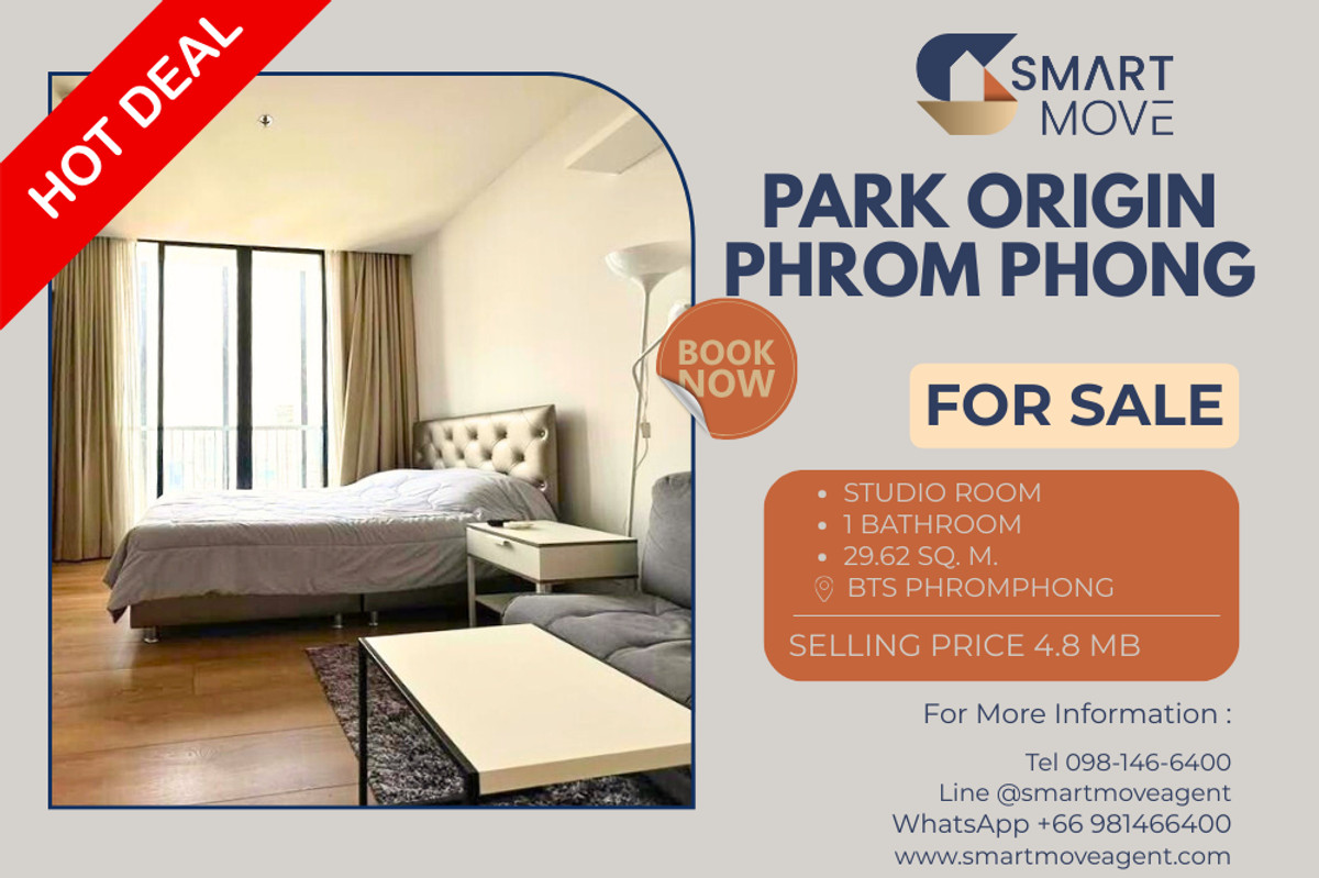 🔥 สำหรับขาย !! วิวเมือง, ชั้นสูง 32++, ห้องอยู่ทิศเหนือ !! 🔥 Code C20260100018..........Park Origin Phrom Phong, ห้องสตูดิโอ, 1 ห้องน้ำ, แต่งครบ, ขายขาดทุน!!📣📣