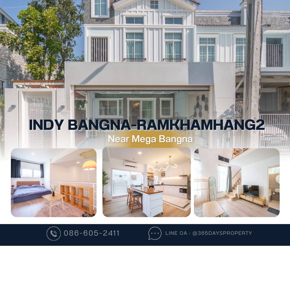 💥ForRent💥3Bed Duplex • Indy Bangna-Ramkhamhang 2 🏡 Near Mega Bangna 🛒 Corner House 🌟Beautifully decorated 🌟 Ready to move in ‼️