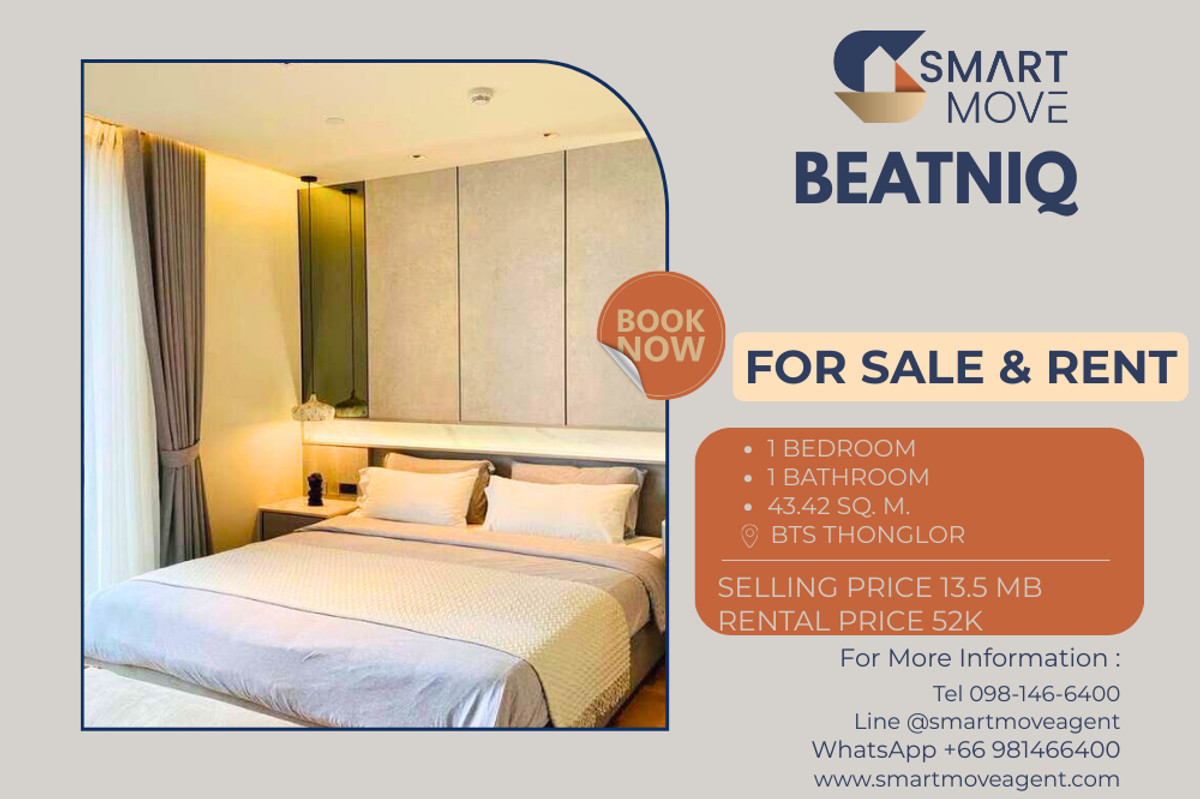🔥 For Sale - Rent !! Luxury condo, high floor 19++ !! 🔥 Code C20221207146..........Beatniq, 1 bedroom, 1 bathroom, furnished, ready to move in, Special Deal!!📣📣 🔥 For Sale - Rent !! Luxury condo, high floor 19++ !! 🔥 Code C20221207146..........Beatniq, 1 bedroom, 1 bathroom, furnished, ready to move in, Special Deal!!📣📣