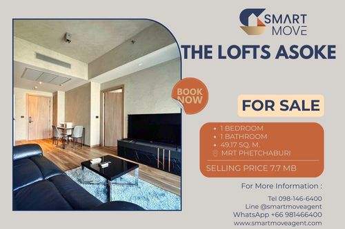 🔥 Sale with tenant !! big size, high floor 19++, corner room !! 🔥 Code C20221210808..........The Lofts Asoke, 1 bedroom, 1 bathroom, furnished, Special Deal!!📣📣