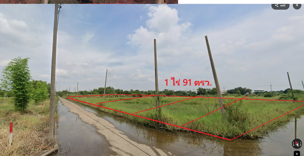 PZ1303: Land for sale, already filled in, corner plot, 1 rai 91 sq m., on Khlong En Road, only 1.3 km from Khlong Luang Road, Khlong Si Subdistrict, Khlong Luang District. Pathum Thani Province – รูปที่ 3