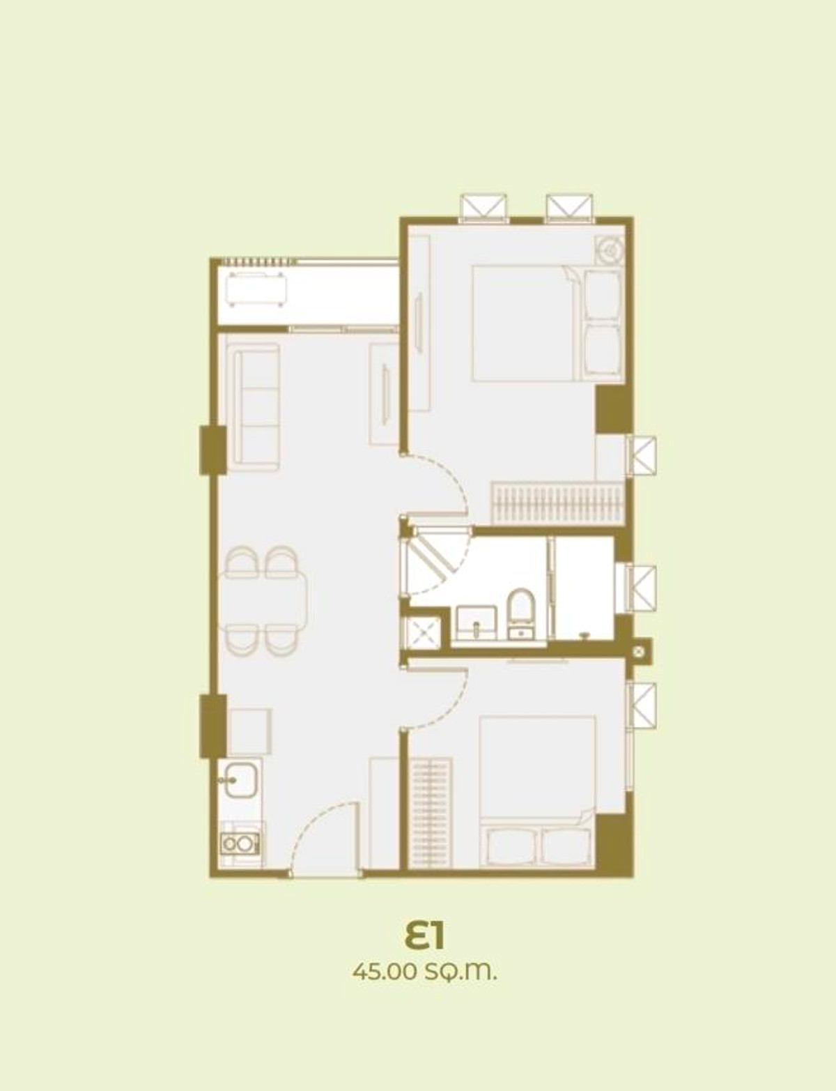 [SALE DOWN] Rare 80sqm Combined Unit - Bldg F Corner | 3rd Floor Pool & Garden View @ Aspire Sukhumvit 103 – รูปที่ 4