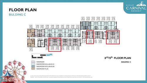 Kave Carnival, 1-bed room, 23.6-26.2 sq m, cheap price starting at only 1.39 million baht, Fully Furnished.