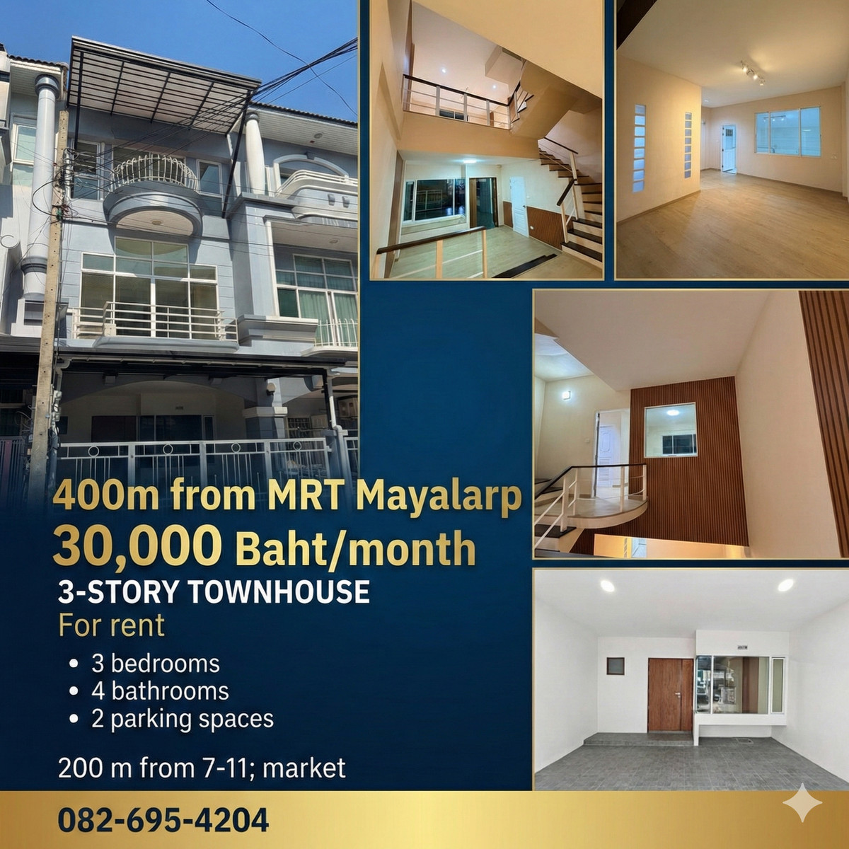 ใกล้สถานี MRT Maiyalarp – 3 ห้องนอน/4 ห้องน้ำ – 27,000 บาท ใกล้สถานี MRT Maiyalarp – 3 ห้องนอน/4 ห้องน้ำ – 27,000 บาท
