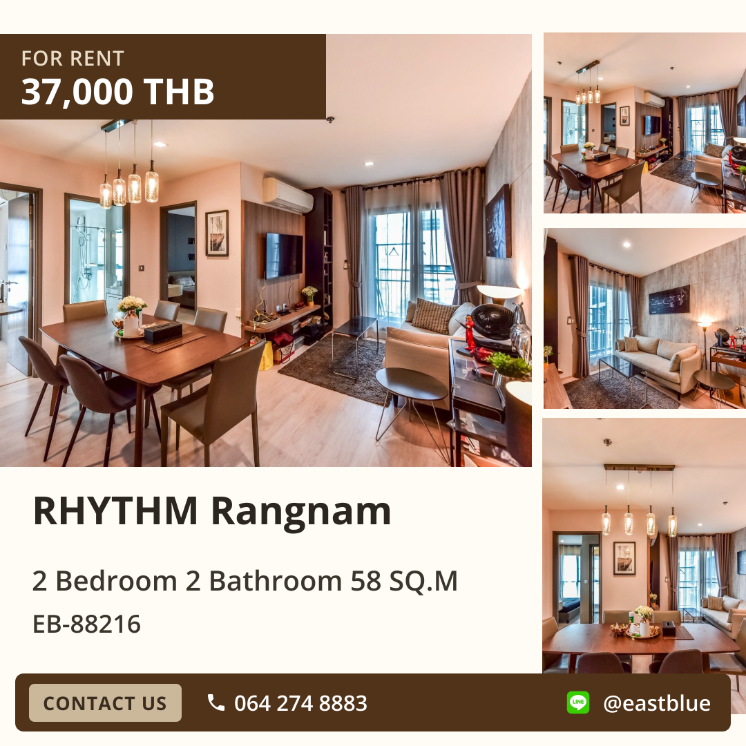 For Rent: RHYTHM Rangnam 2 Bed 58 sqm near BTS Victory Monument 37,000 THB/month For Rent: RHYTHM Rangnam 2 Bed 58 sqm near BTS Victory Monument 37,000 THB/month