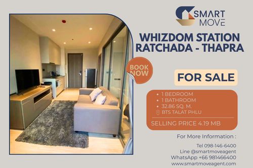 🔥 สำหรับขาย !!🔥 Code C20221206528..........Whizdom Station Ratchada - Thapra, 1 ห้องนอน, 1 ห้องน้ำ, ชั้นสูง 24++, แต่งครบ, ขายขาดทุน!!📣📣
