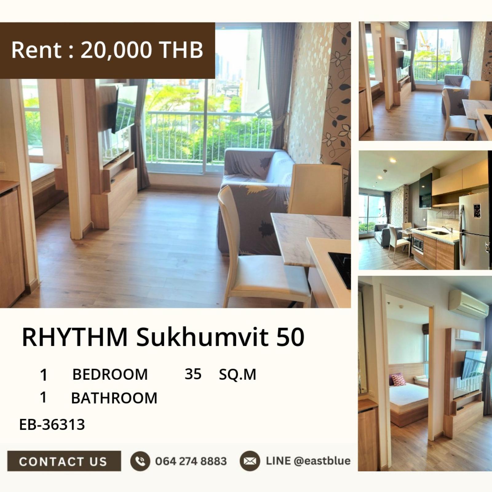 05/10/2026, เช่าคอนโด RHYTHM Sukhumvit 50 พร้อมอยู่ 1 ห้องนอน ใกล้ BTS อ่อนนุช 
ราคา 21,000 บาท/เดือน สิ่งอำนวยความสะดวกครบครัน! 0642748883