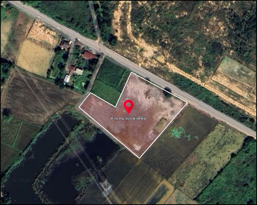 Land for sale, frontage: 113 meters, 8 rai 1 ngan 32 square wah, near Phitsanulok Airport.
