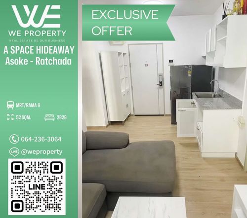 2 ห้องนอนวิวสระ 52.1 ตร.ม.ราคาดีที่สุด!!⭐️A Space Hideaway Asoke-Ratchada (เอ สเปซ ไฮด์อเวย์ อโศก-รัชดา)