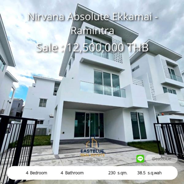 Luxury 4-Bed House in Nirvana Absolute Ekkamai - Prime Location  
Spacious 230 sqm Home Near Ramintra – Own It for 12.5M THB! 0642748883