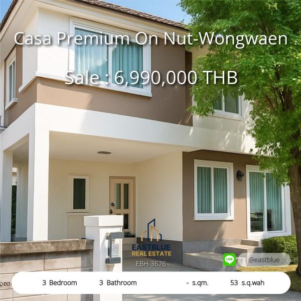 Spacious 3-Bed Casa Premium On Nut-Wongwaen  
Prime Location with Modern Comforts at 6.99M THB  

Your Dream Home Awaits in Suanluang Rama IX  
3 Beds, 3 Baths, Ready to Move-In with Furniture Included 0642748883