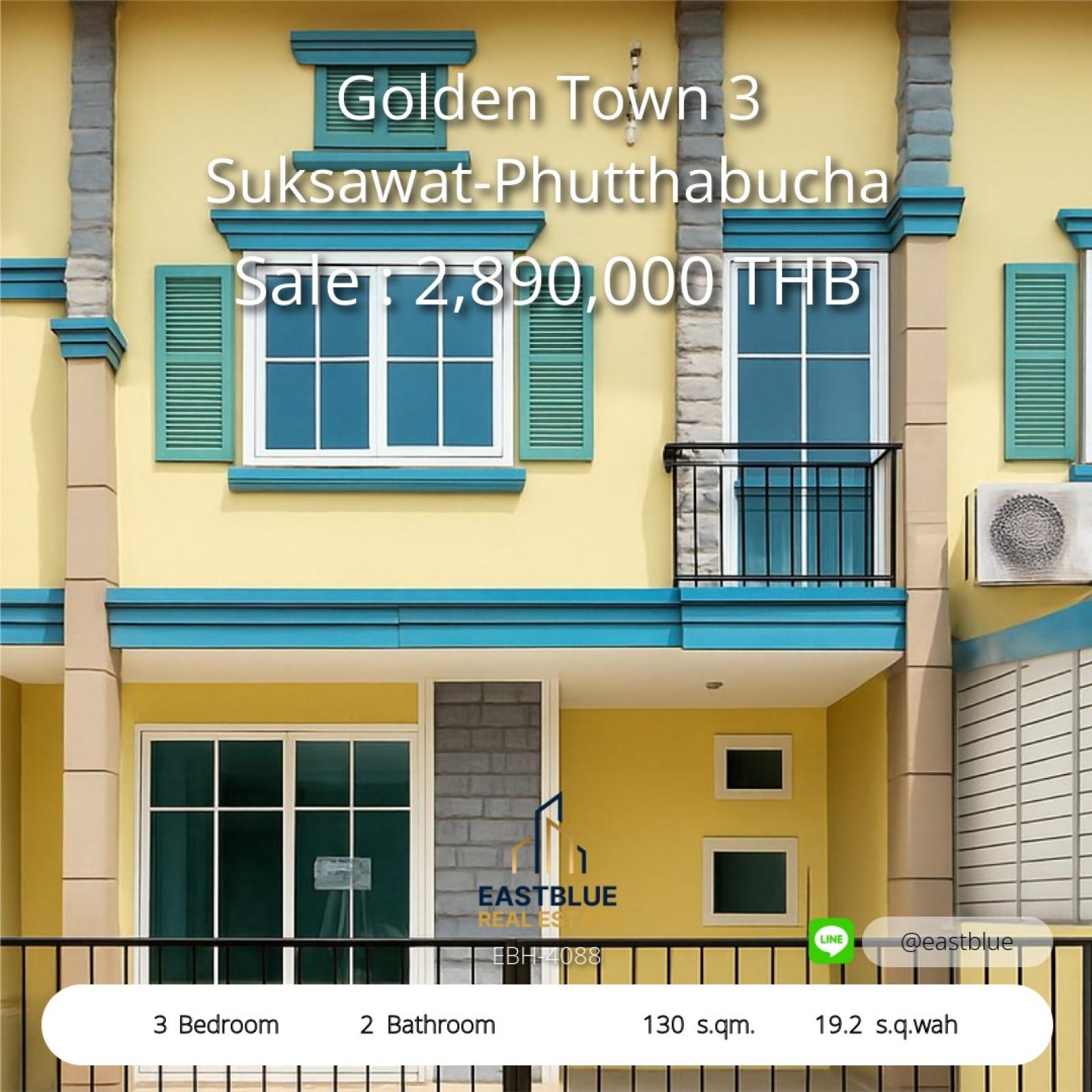Corner Townhome in Golden Town 3 – Quiet & Private 3 Beds, 2 Baths with Pool & Gym Access Rent or Buy Near Suksawat & Rama 2 Spacious 130 sqm Home with Parking Available 0642748883 Corner Townhome in Golden Town 3 – Quiet & Private 3 Beds, 2 Baths with Pool & Gym Access Rent or Buy Near Suksawat & Rama 2 Spacious 130 sqm Home with Parking Available 0642748883