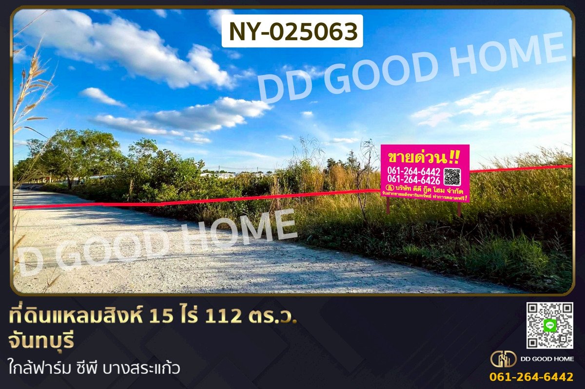 NY-025063 ที่ดินแหลมสิงห์ 15 ไร่ 112 ตร.ว. จันทบุรี ใกล้ฟาร์ม ซีพี บางสระแก้ว
