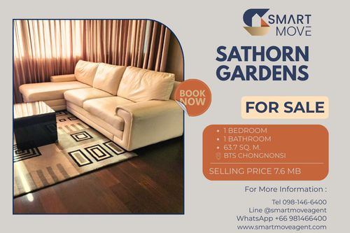 🔥 Sale with tenant !! Good location, high floor 20++, With fixed parking !! 🔥 Code C20230203696..........Sathorn Gardens, 1 bedroom, 1 bathroom, furnished, Special Deal!!📣📣