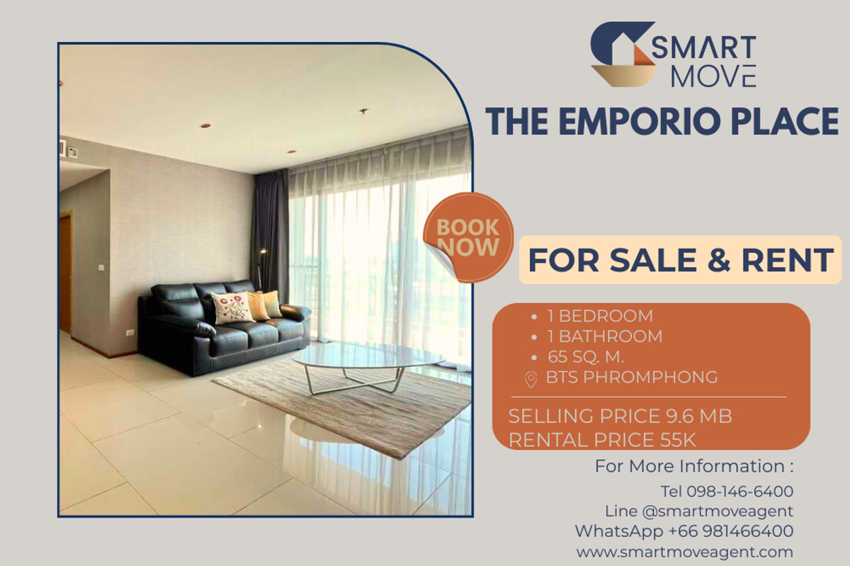 🔥 For Sale - Rent !! large room, Good location!! 🔥 Code C20260200007..........The Emporio Place, 1 bedroom, 1 bathroom, furnished, ready to move in, Special Deal!!📣📣