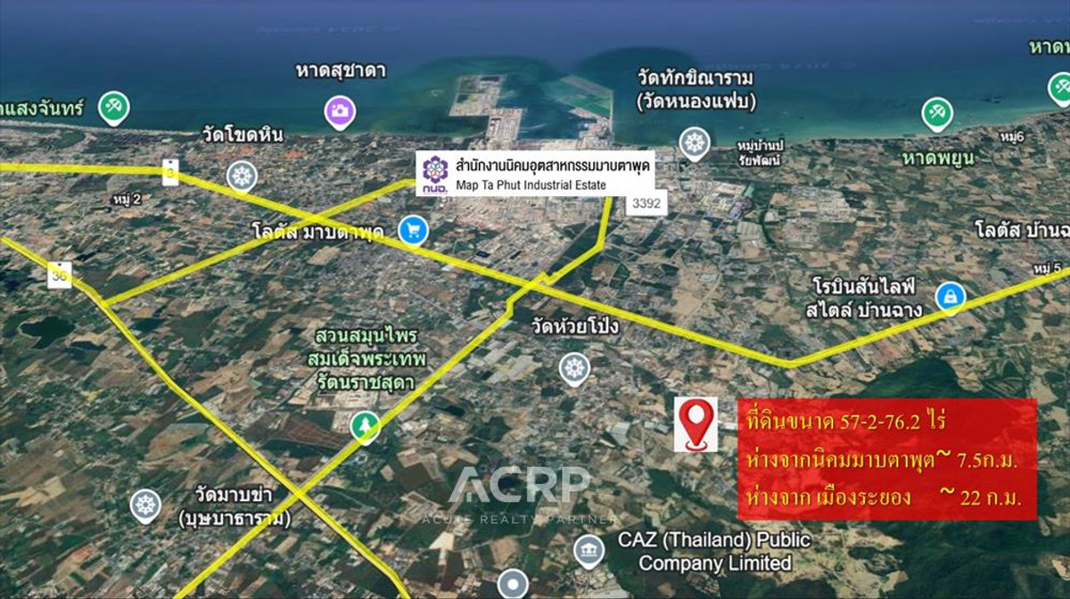 Vacant Land for Sale – Prime Roadside Location in Huai Pong, Rayong, 57-2-76.2 rai