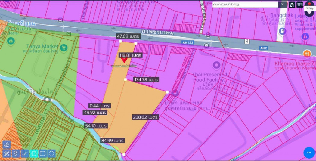 Land for sale, dark purple zone, 22 rai 3 ngan 16 square wah, adjacent to Phetkasem Road. Land for sale, dark purple zone, 22 rai 3 ngan 16 square wah, adjacent to Phetkasem Road.