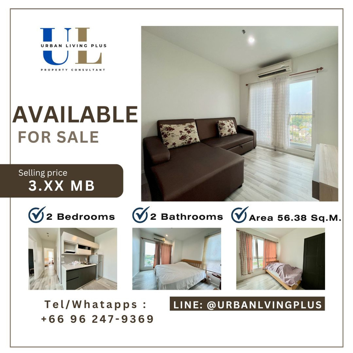 ( UL2601311 ) Rare Item! Tel/Line 096-2479369, FOR SELL The Key Wutthakat 2 bedrooms, 2 bathrooms, Size 56.38 Sq.M, Ready to move in !!! ( UL2601311 ) Rare Item! Tel/Line 096-2479369, FOR SELL The Key Wutthakat 2 bedrooms, 2 bathrooms, Size 56.38 Sq.M, Ready to move in !!!