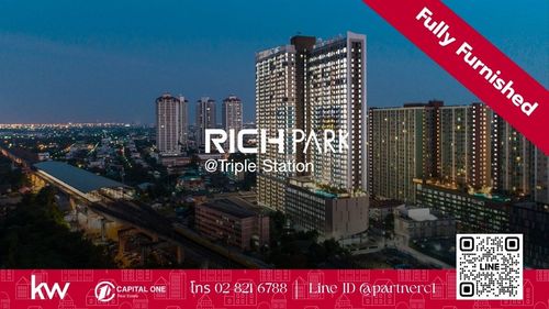🏙 Condo for rent: Rich Park @ Triple Station (Rich Park @ Triple Station). Condo next to 3 transportation systems: Airport Rail Link + BTS + MRT. Travel into the city very convenient.