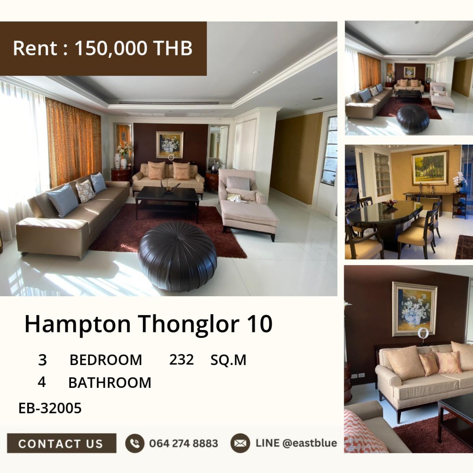 10/09/2026, Luxurious 3-Bed Hampton Thonglor Gem 🏡
150K/Month - Prime Location Steps from BTS Thong Lo! 🌟 0642748883