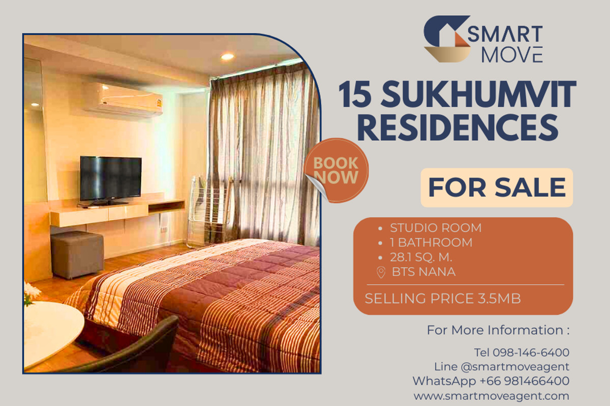 🔥 Sale with tenant !! high floor, Good location!! 🔥 Code C20260200031..........15 Sukhumvit Residences, Studio room, 1 bathroom, furnished, Special Deal!!📣📣 🔥 Sale with tenant !! high floor, Good location!! 🔥 Code C20260200031..........15 Sukhumvit Residences, Studio room, 1 bathroom, furnished, Special Deal!!📣📣