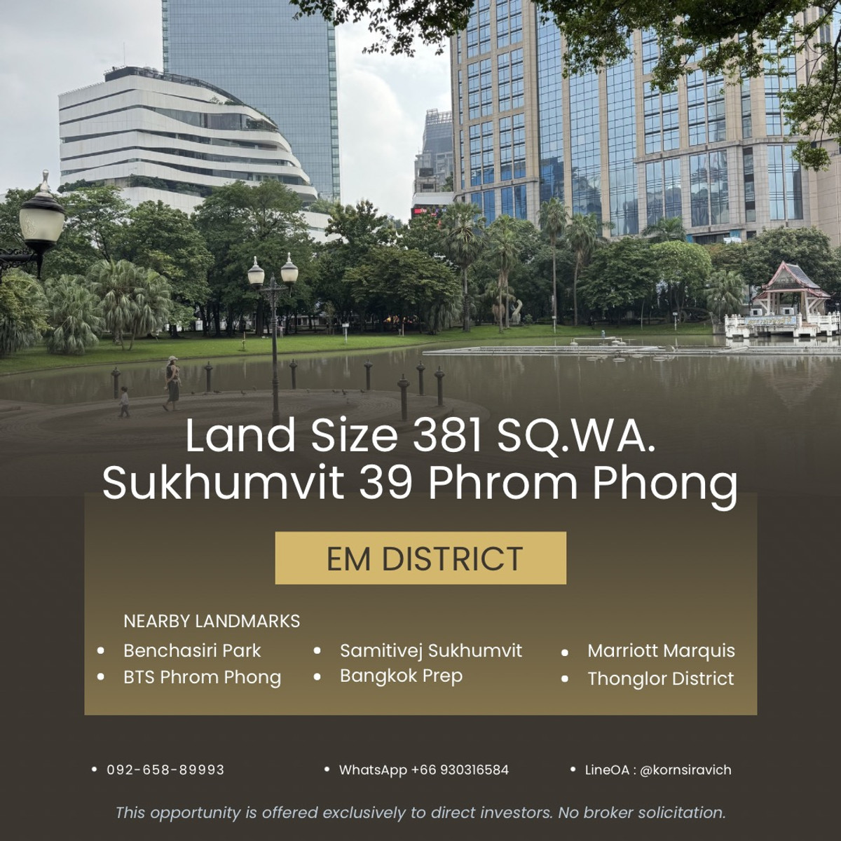 ปล่อยเช่า ที่ดิน 381 ตารางวา 30 ปี ผังสีน้ำตาล @ สุขุมวิท 39 พร้อมพงษ์ กรุงเทพมหานคร ปล่อยเช่า ที่ดิน 381 ตารางวา 30 ปี ผังสีน้ำตาล @ สุขุมวิท 39 พร้อมพงษ์ กรุงเทพมหานคร