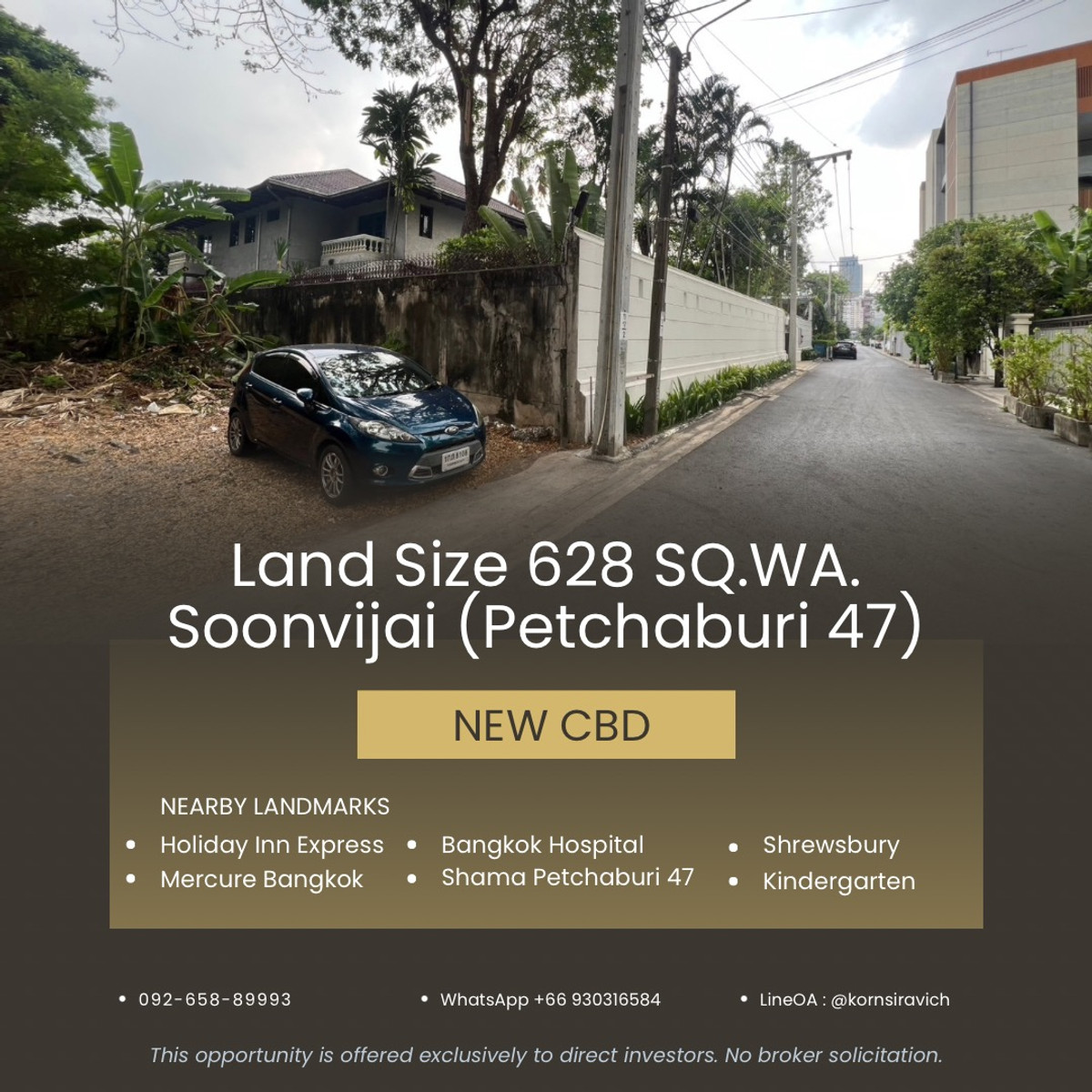 Land for rent, 30 years, 628 square wah, orange layout, Soi Soonvijai (Phetchaburi 47), New Phetchaburi Road - RCA, Bangkok