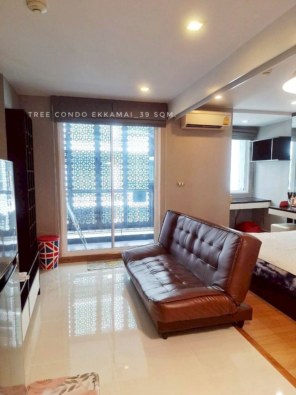 🎉🎉 Room for rent, Tree Condo Ekkamai, 1 bedroom, wide balcony, lots of storage cabinets, near Ekkamai, Sukhumvit and Rama 4.