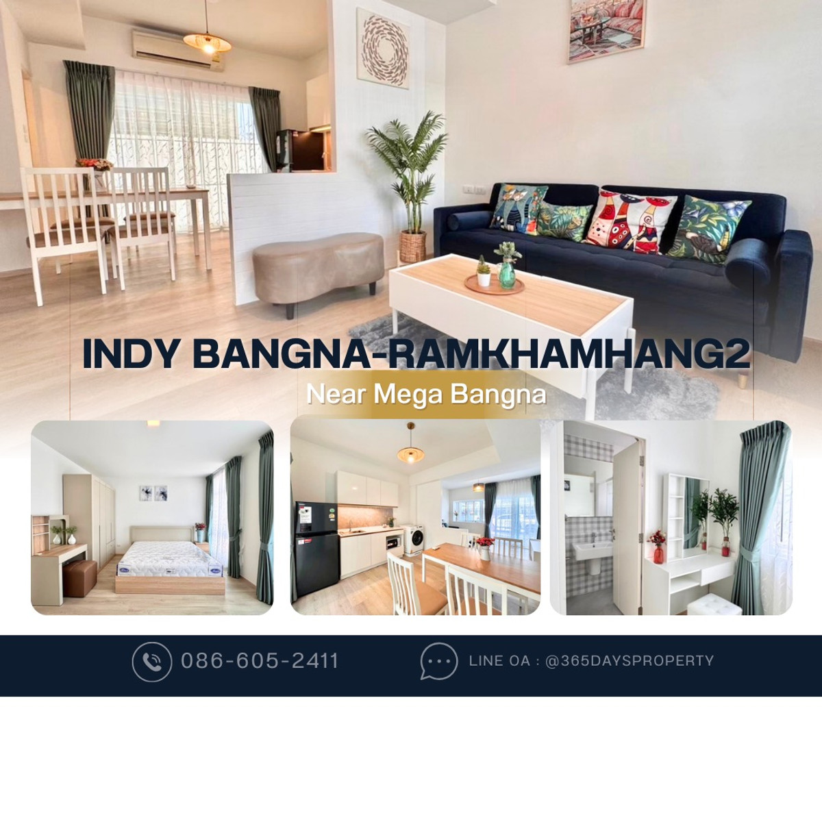 💥ForRent💥Indy Bangna-Ramkhamhang 2 🏡 Near Mega Bangna  ‼️Fully Furnished ‼️Ready to move in 🌟