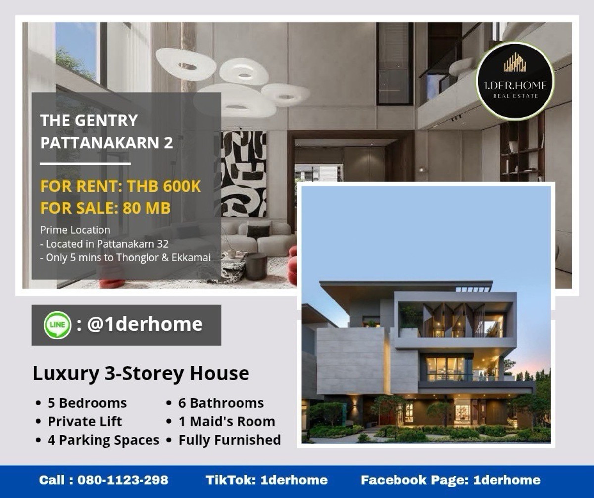 For Sale & Rent📍เดอะ เจนทริ พัฒนาการ 2 บ้านเดี่ยวหรู ใกล้ทองหล่อ The Gentry Phatthanakan 2 – Fully furnished 🏛️✨ For Sale & Rent📍เดอะ เจนทริ พัฒนาการ 2 บ้านเดี่ยวหรู ใกล้ทองหล่อ The Gentry Phatthanakan 2 – Fully furnished 🏛️✨